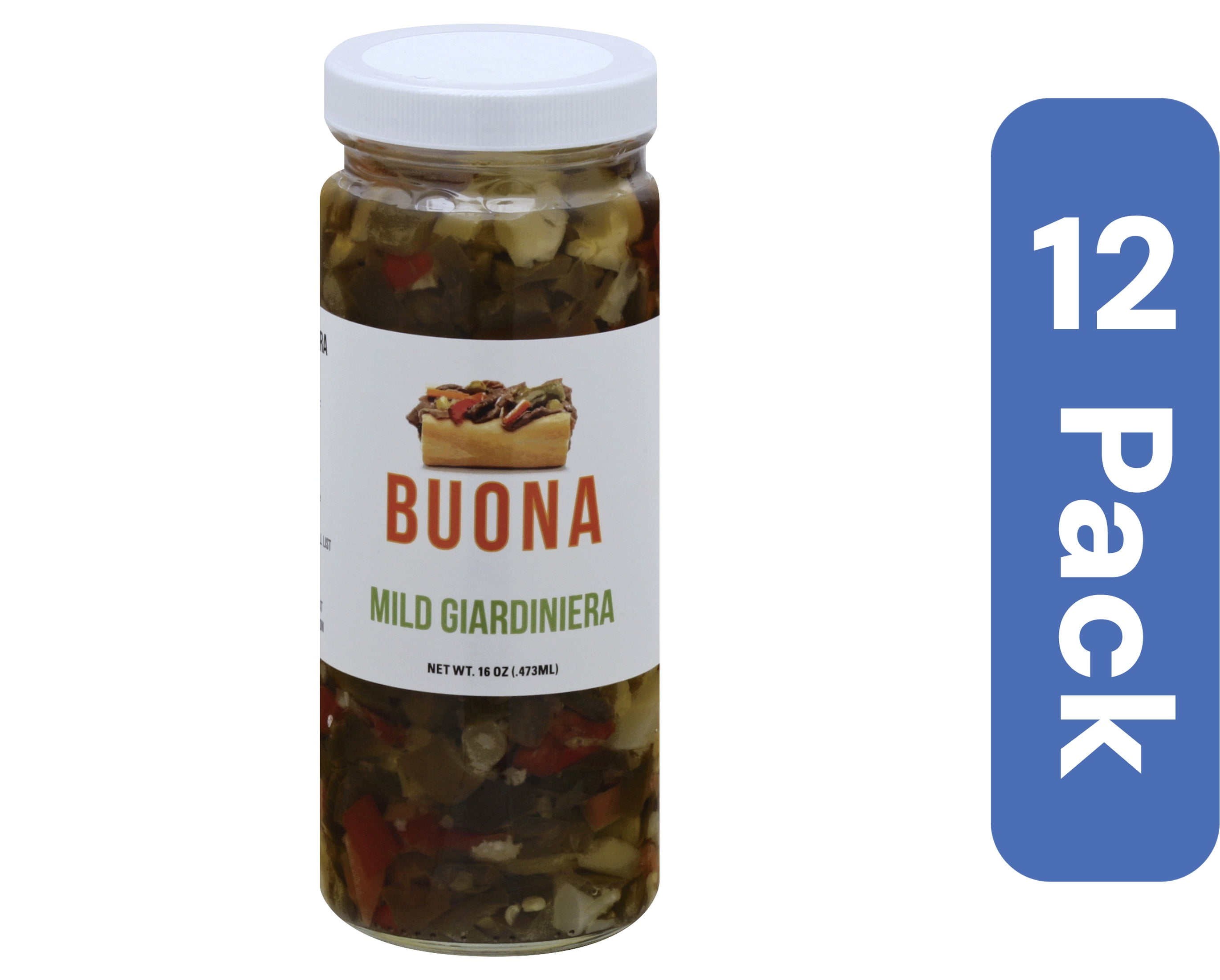 Buona Beef Mild Giardiniera 16 oz (Pack of 12)