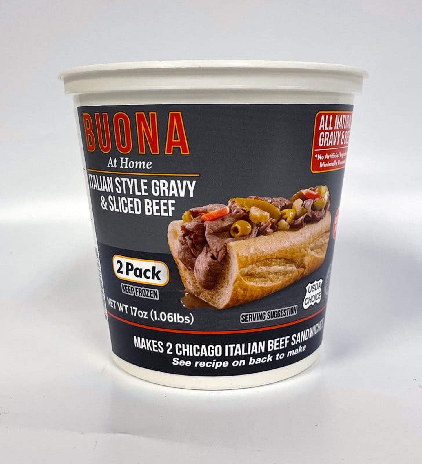 Buona, Italian Beef Tub, 17 oz, Packaged Meals, (Frozen)