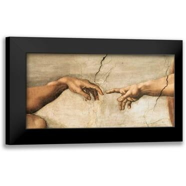 Buonarroti, Michelangelo 14x9 Black Modern Framed Museum Art Print Titled - La creazione di Adamo
