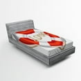 thumbnail image 1 of Ambesonne Romantic Fitted Sheet, Valentine Love Hearts, Twin Size, Orange White Cream, 1 of 2