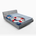 thumbnail image 1 of Ambesonne Ocean Fitted Sheet, Fishing Net Wood Seashell, Full Size, Dust Blue Red, 1 of 2