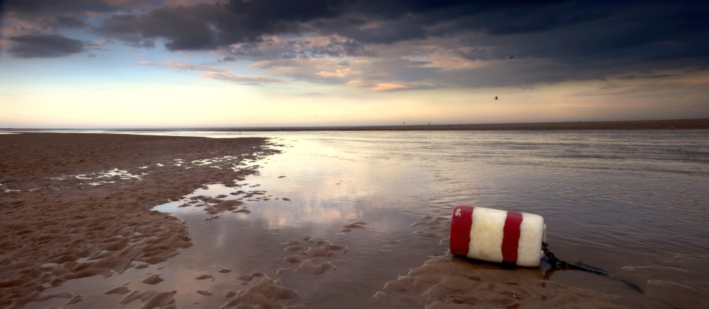 Buoy On Seashore AlnmouthNorthumberlandEngland Canvas Art - John Short Design Pics (44 x 20)