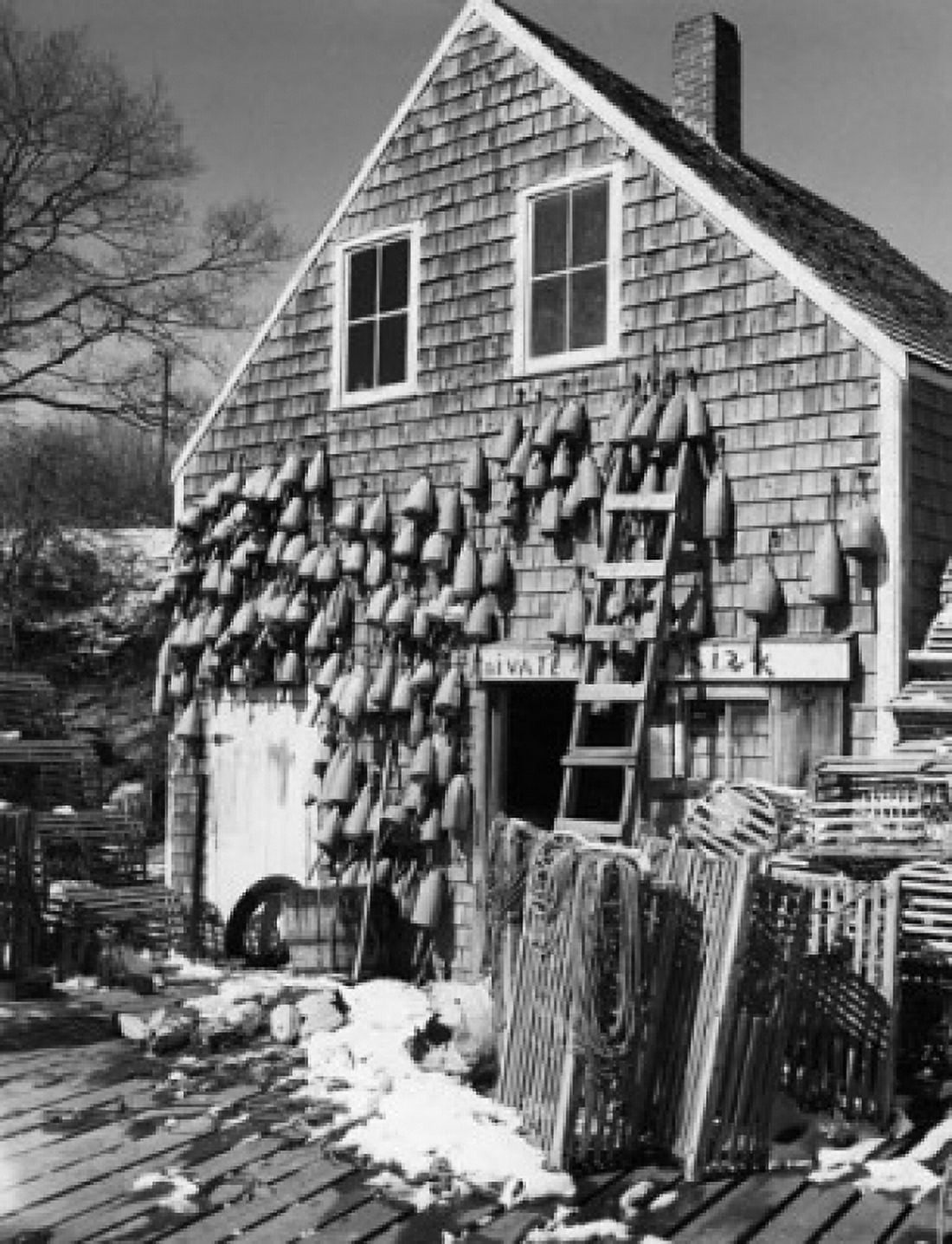 Buoys hanging from a building New Harbor Bristol Maine USA Canvas Art - (24 x 36)