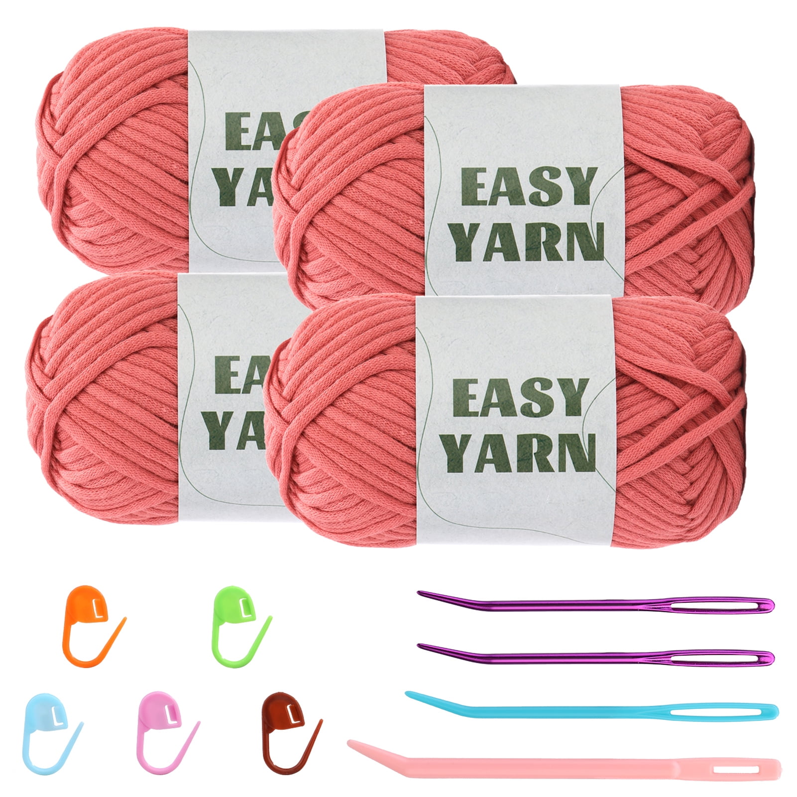 Bupete Yarn for Crocheting & Knitting, Easy Yarn for Beginners with  Easy-to-See Stitches, Stitch Marker, Big Eye Blunt Needle, Beginner Yarn  for Crocheting,(Eraser Red) 