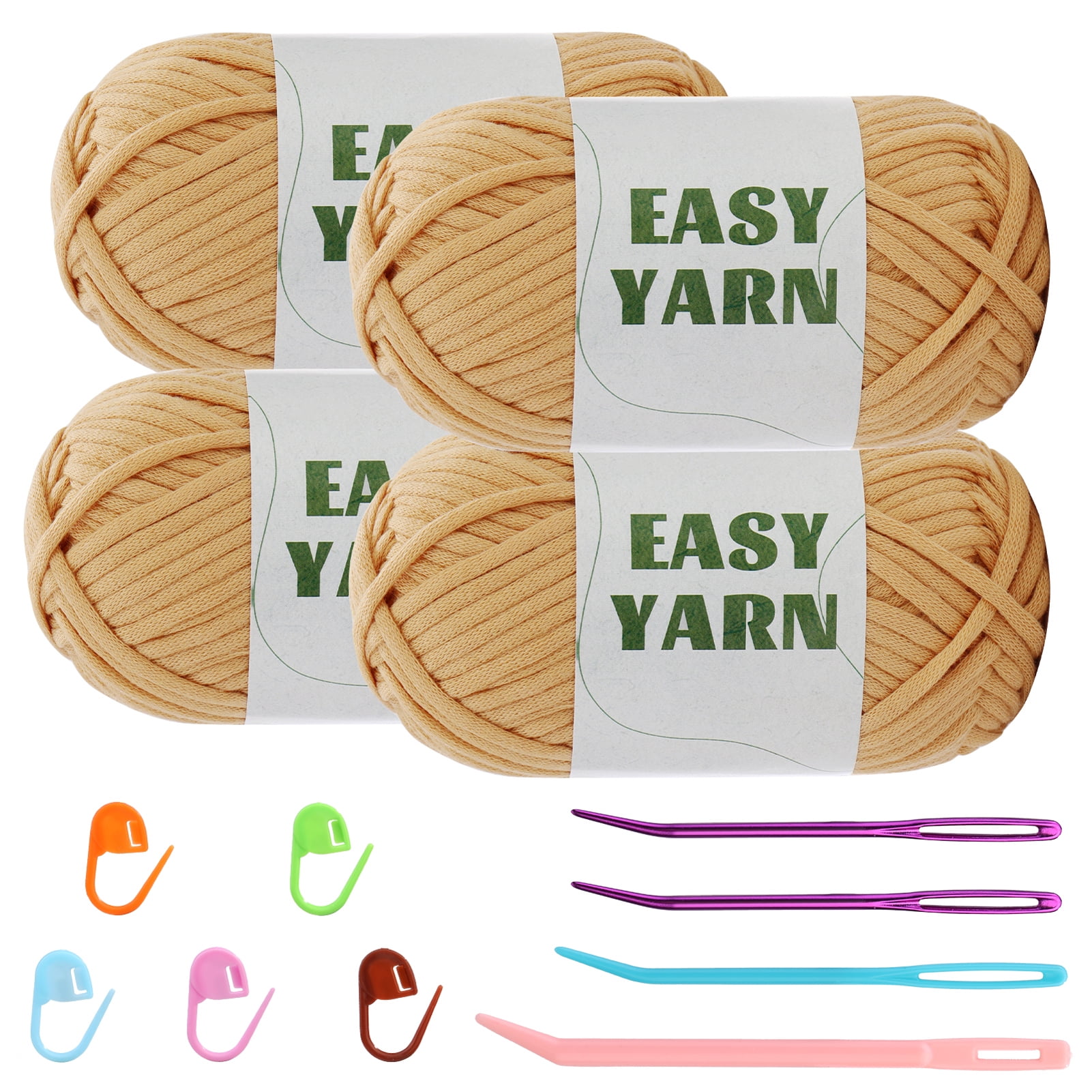 Bupete Yarn for Crocheting & Knitting, Easy Yarn for Beginners with  Easy-to-See Stitches, Stitch Marker, Big Eye Blunt Needle, Beginner Yarn  for Crocheting,(White) 