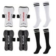 thumbnail image 1 of Buquapse 2 Pairs Kids Soccer Shin Guards with Socks, Shin Pads and Long Soccer Socks for 3-15 Years Youth Boys and Girls, Lightweight and Breathable Soccer Protection Equipment(Black + White), 1 of 7