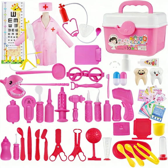 Buquapse Doctor Kit for Kids, 70Pcs Medical Toy Kids Pretend Play Set with Stethoscope, Role Playing Plastic Toys for 3-8 Boys Girls