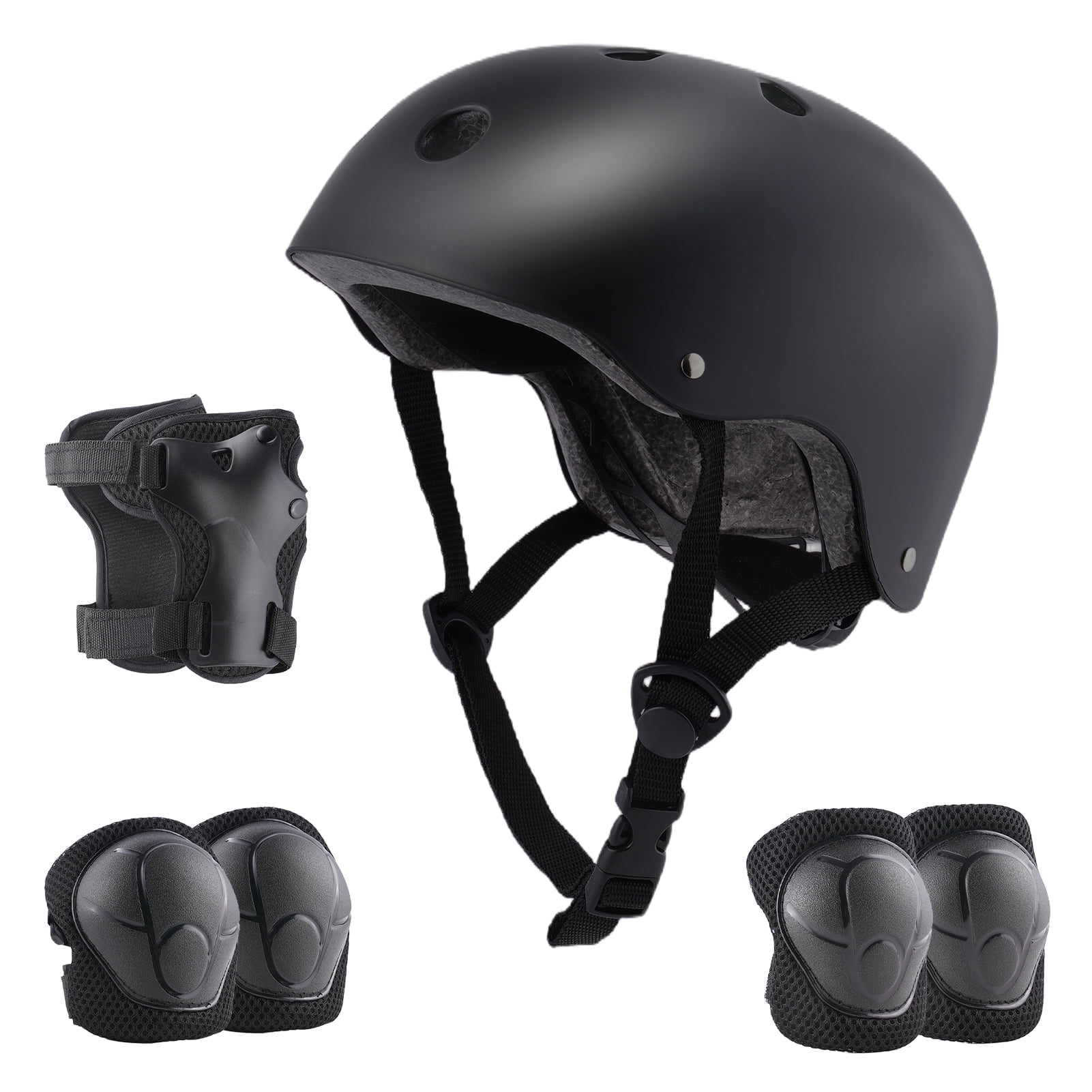Buquapse Kids Bike Helmet Set, Skateboard Knee Pads, Boy Girl Child Cycling Helmet with Knee Pads Elbow Pads Wrist Guards Youth Skateboard Helmet for Kids 3-12