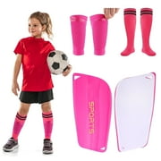 Buquapse Soccer Shin Guards for Kids, Shin Pads Set with Shin Sleeves and Soccer Socks for 5-12 Boys Girls Teens, Lightweight Soccer Shin Pads with Ankle Protection Protective Football Equipment