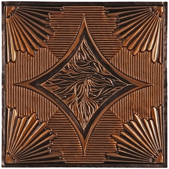 Burbank 2 ft. x 2 ft. Drop-in or Glue-Up Vinyl Ceiling Tile in Antique Copper - Box of 10