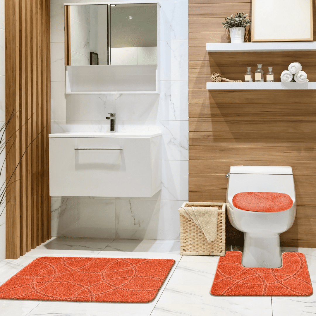 Bath Rug Set 3 Piece Bathroom Rugs Black White Stripes Pattern Floor Mat U Shaped Contour Rug And Toilet Lid Cover Non Slip Bath Mats Doormat For Tub