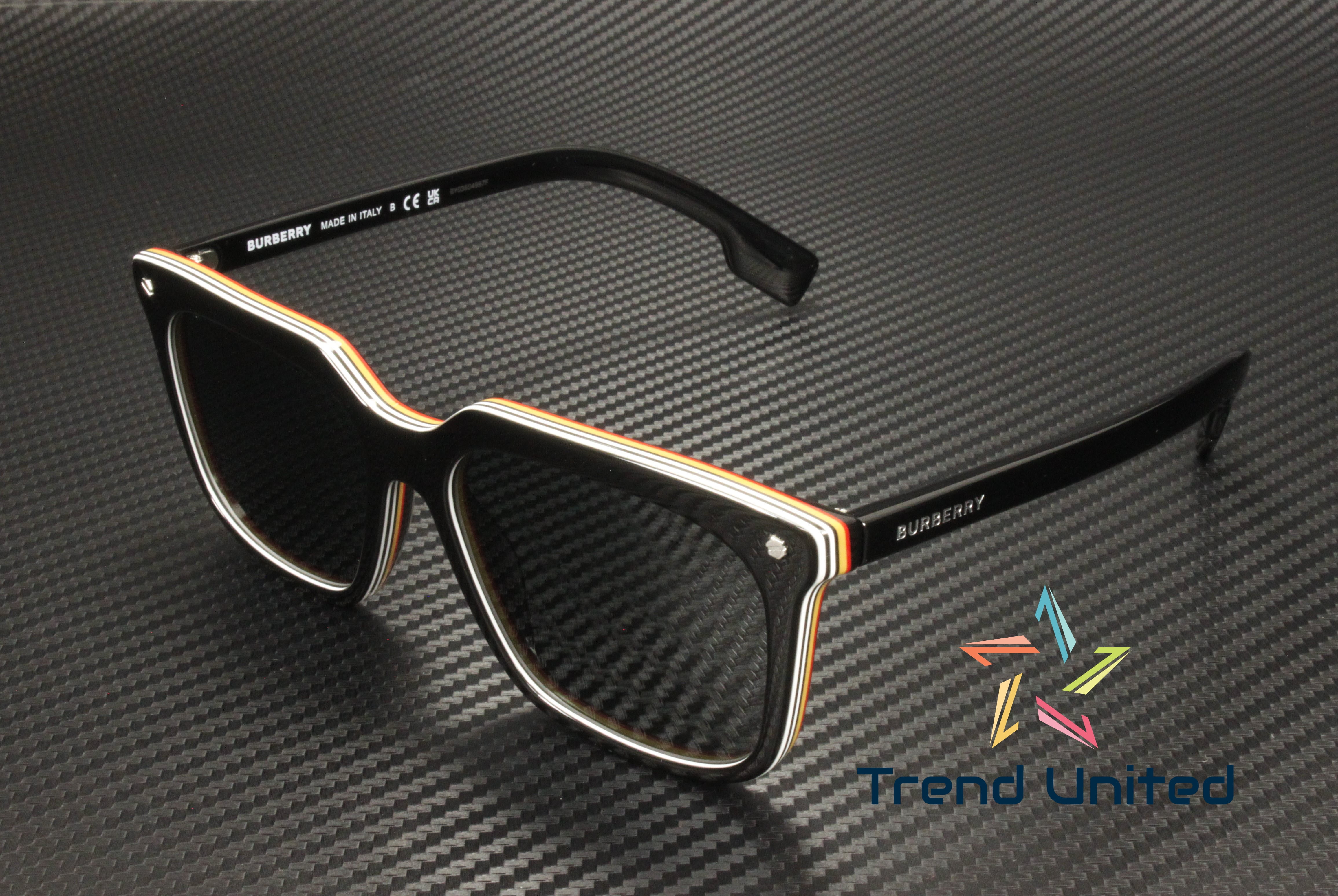 BURBERRY BE4337 379887 Black Dark Grey 56 mm Men's Sunglasses
