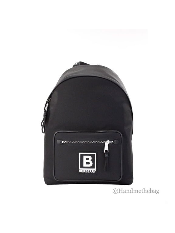 Abbeydale Branded Stamp Black Nylon Backpack Shoulder Bookbag