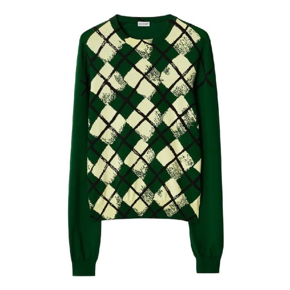 Burberry Argyle Crewneck Cotton Sweater, Size XX-Small