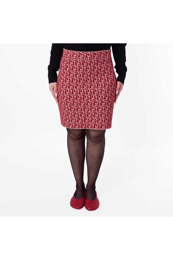 B Charm Jacquard-Pattern Skirt, Size Medium