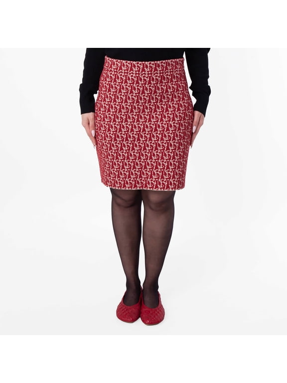 B Charm Jacquard-Pattern Skirt, Size Small