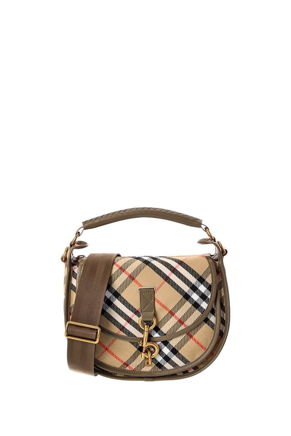 B Clip Canvas & Leather Shoulder Bag, Beige