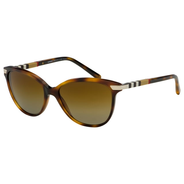 Burberry BE 4216 Plastic Womens Cat-Eye Polarized Sunglasses Light Havana 57mm Adult
