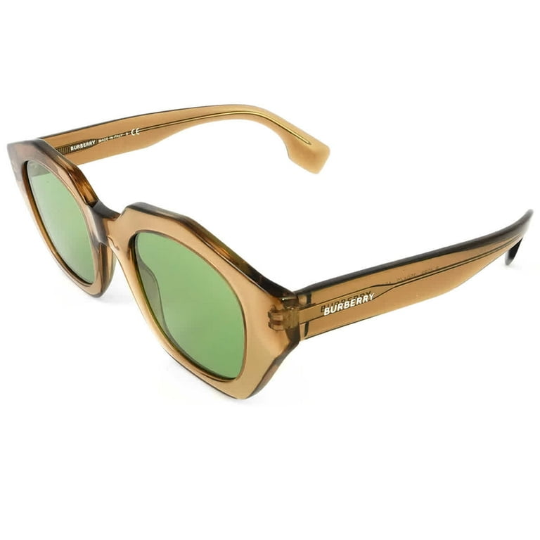 Burberry BE 4288 3504 2 Transparent Brown Plastic Geometric Sunglasses Green Lens Walmart