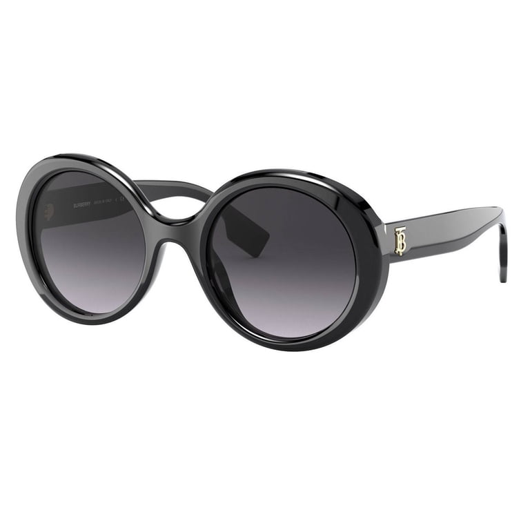 Burberry BE 4314F Plastic Womens Round Sunglasses Black 52mm Adult 