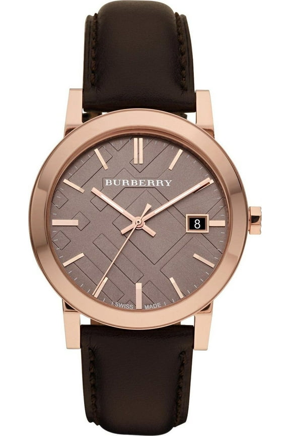 BU9013 Check Brown Leather Strap Mens Watch