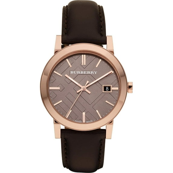 Burberry BU9013 Check Brown Leather Strap Mens Watch
