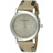 Burberry BU9021 Womens Large Check Tan Leather and Canvas Strap Cream Dial Watch
