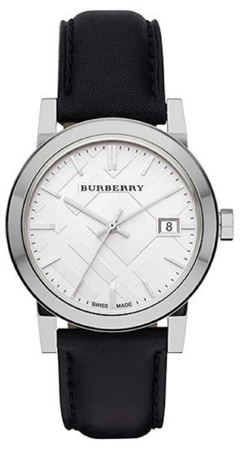 Burberry BU9106 Large Check Black Leather Strap Watch