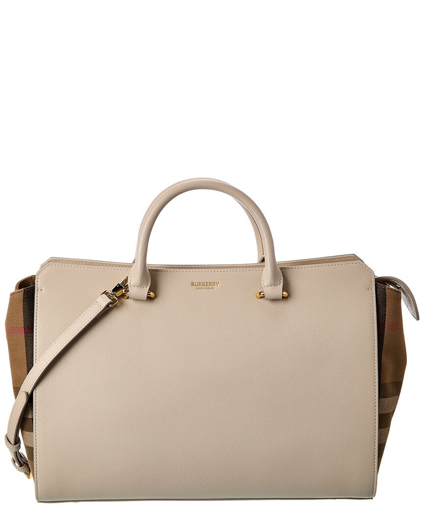 ailesさん専用BURBERRY カバン Burberry Banwell Medium Leather & Check Canvas Satchel, Grey