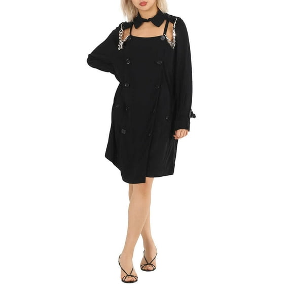 Burberry Black Deconstructed Crepe Trench Coat Dress, Brand Size 6 (US Size 4)