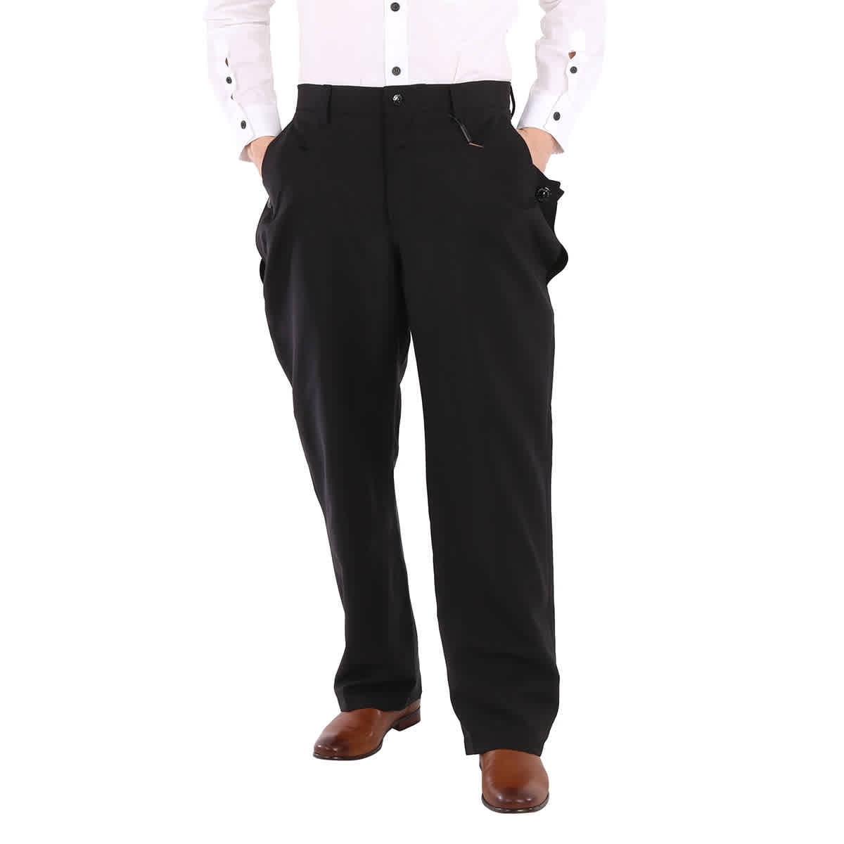 Burberry Men's Black Cape Detail Tailored Trousers, Brand
