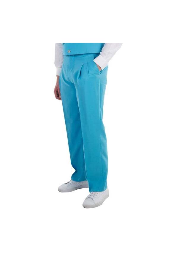 Bright Opal Blue Tailored Wool Trousers, Brand Size 48 (Waist Size 32.7")