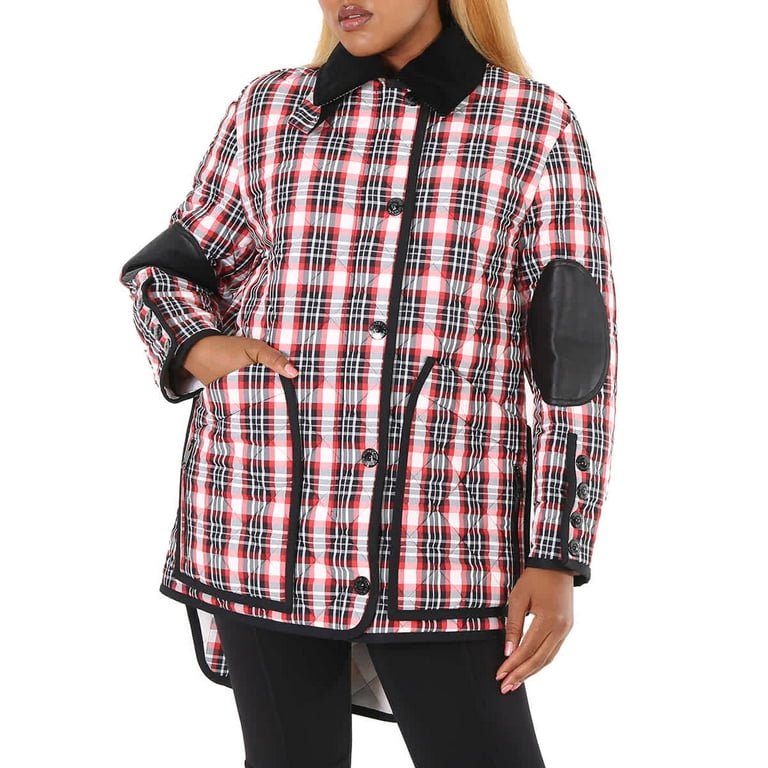 Burberry Bright Red Check Diamond Quilted Tartan Oversized Barn