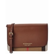Burberry Check Canvas & Leather Crossbody, Brown