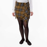 Burberry Check Fringed Mini Scarf Skirt, Size Large