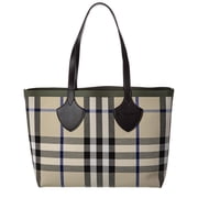 Burberry Check Medium Reversible Canvas & Leather Tote, Beige