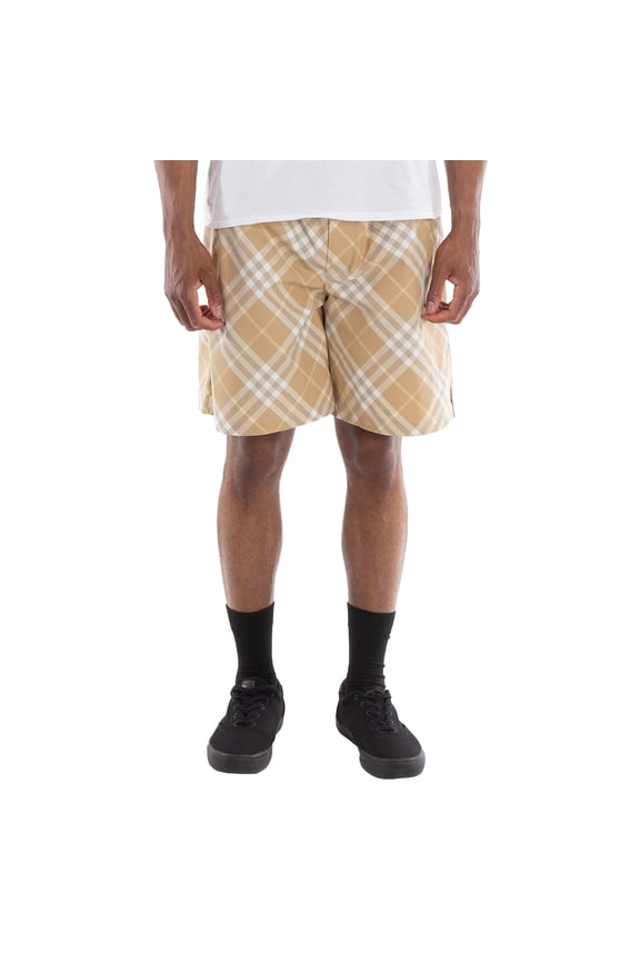 Check Pattern Belted Waist Shorts, Size Small
