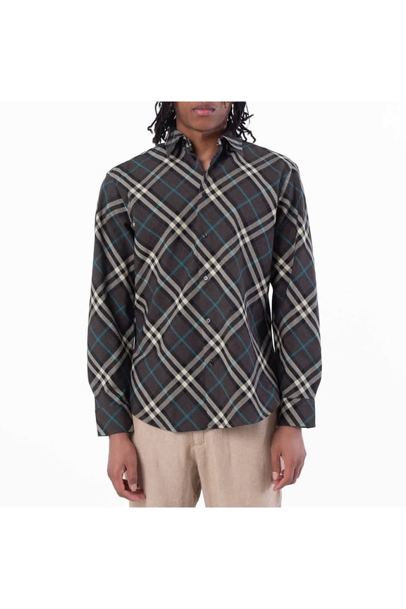 Check Pattern Button-Up Shirt, Size Large