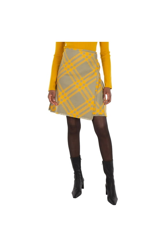 Check-Pattern Frayed Skirt, Brand Size 02 (US Size 0)