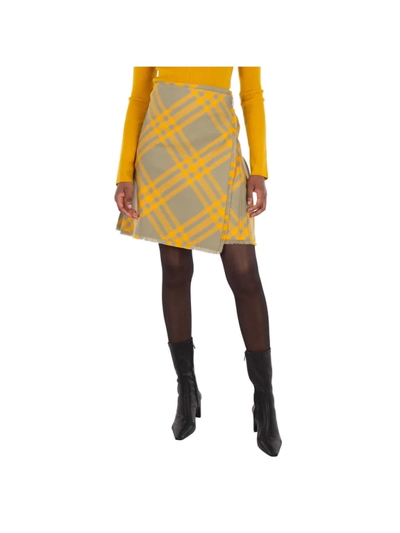 Check-Pattern Frayed Skirt, Brand Size 12 (US Size 10)