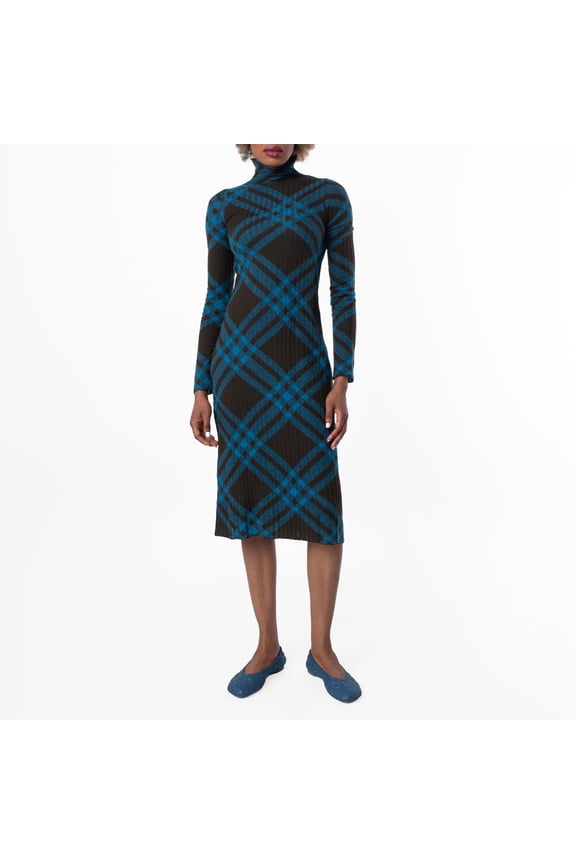 Check Pattern Wool-Blend Dress, Size Small