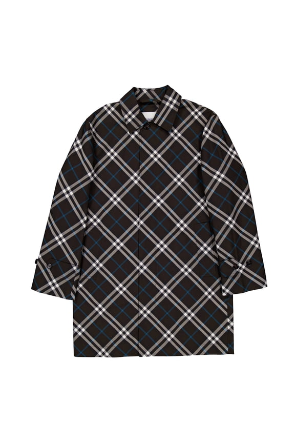 Check Print Mid-Length Car Coat, Brand Size 50 ( US Size 40 )