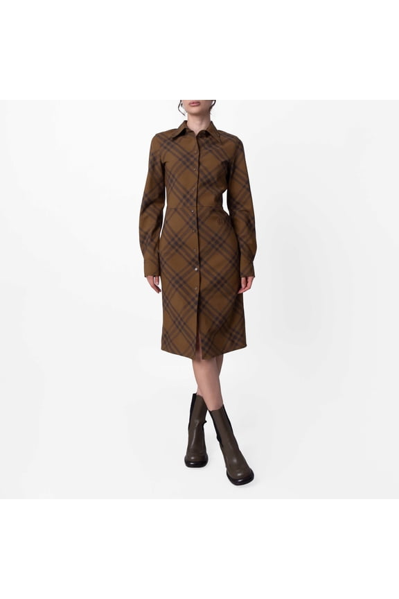 Check Wool Blend Shirt Dress, Brand Size 6 ( US Size 4 )