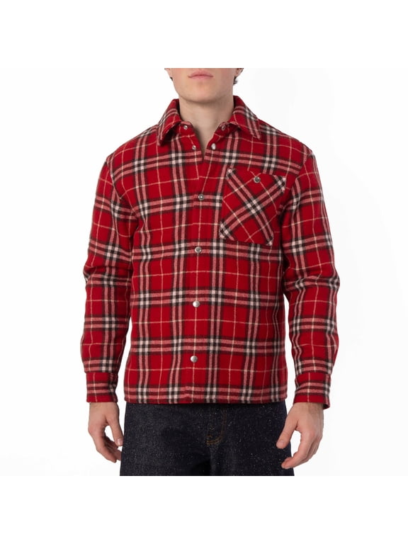 Check Wool Flannel Overshirt, Size Large