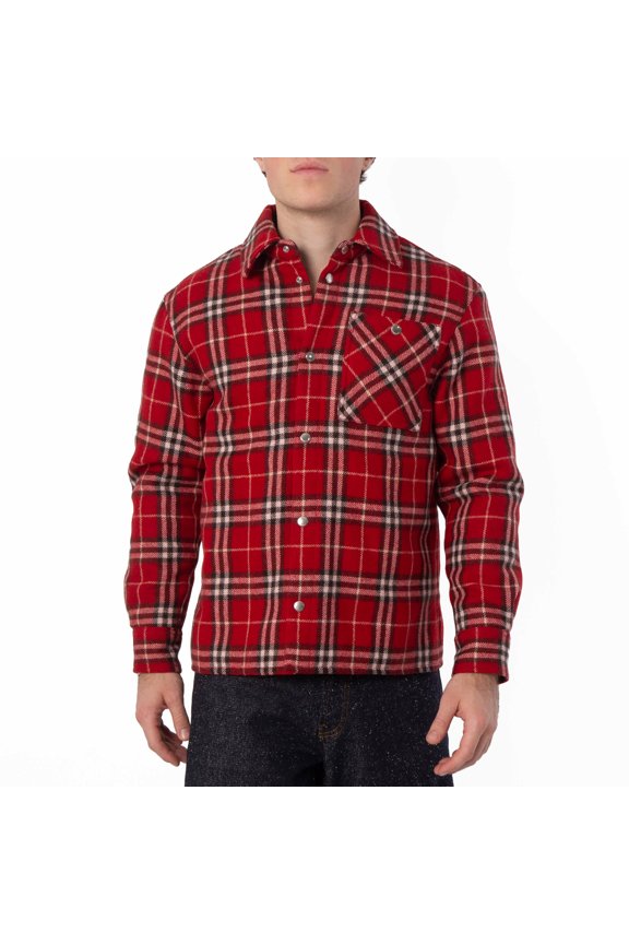 Check Wool Flannel Overshirt, Size Large