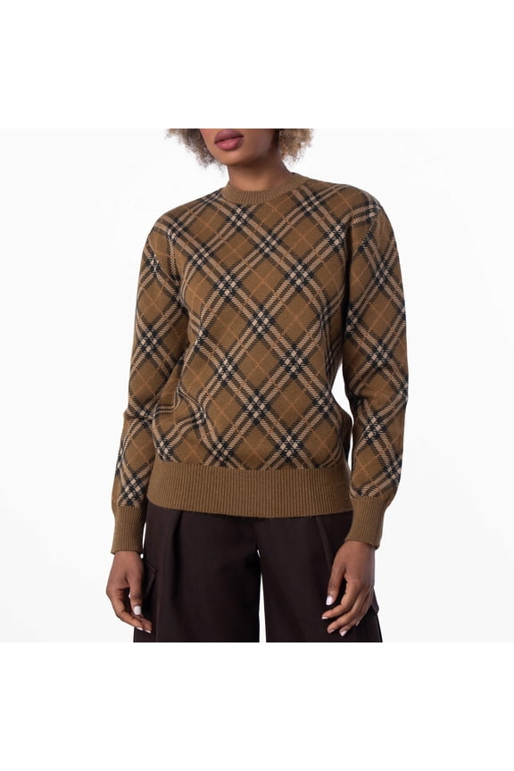Check Wool Mohair Blend Sweater, Size X-Small