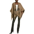 thumbnail image 1 of Burberry Check Wool Poncho, Brown, 1 of 2