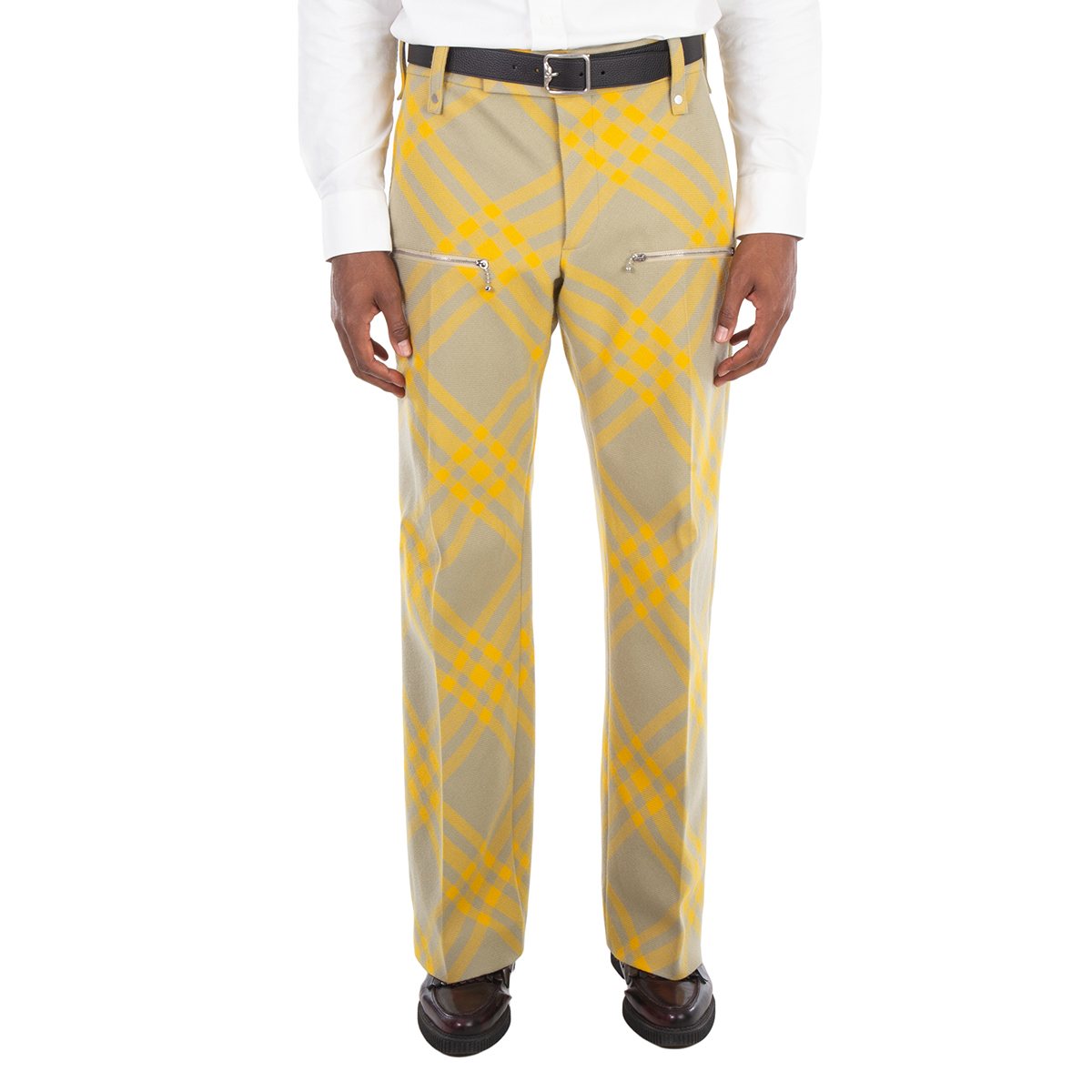 Checked Straight-Leg Trousers, Brand Size 44 ( Waist Size 29.5" )