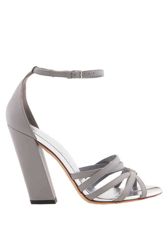 Cloud Grey Split-toe Detail Leather Hove Thong Sandals, Brand Size 35 (US Size 5)