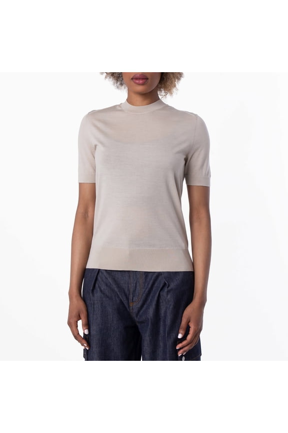 Crew-Neck Wool Knitted T-Shirt, Size XX-Small